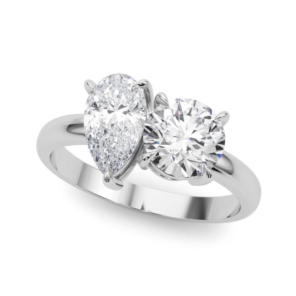 2-Stone Round & Pear Engagement Ring