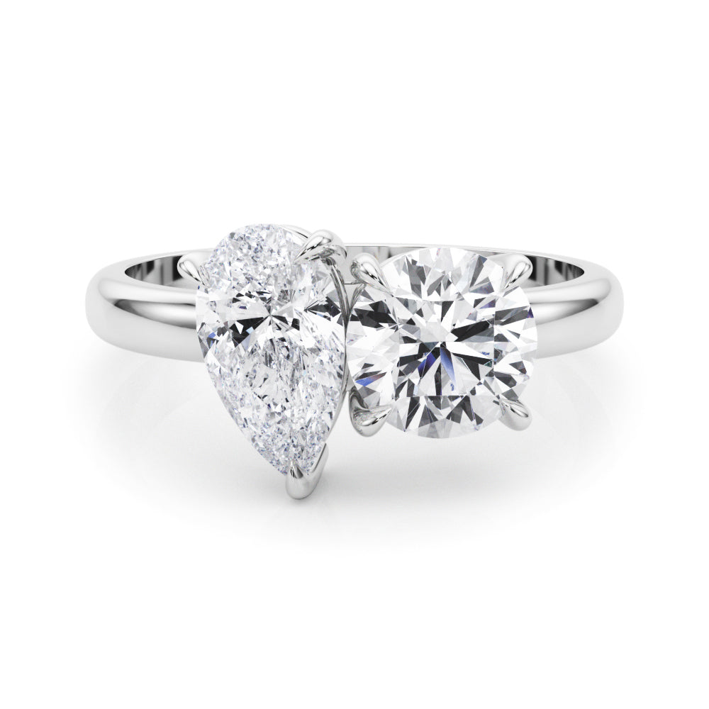 2-Stone Round & Pear Engagement Ring