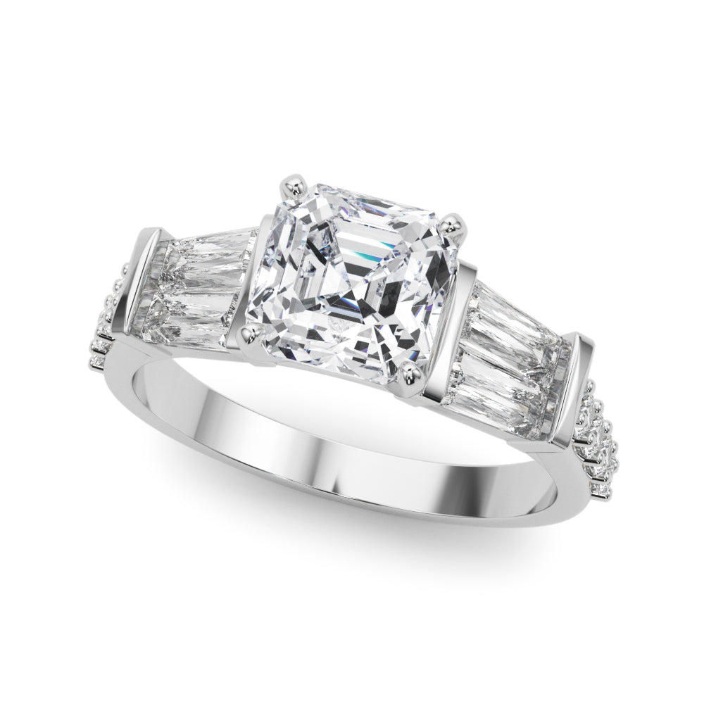 Round & Tapered Baguette Engagement Ring