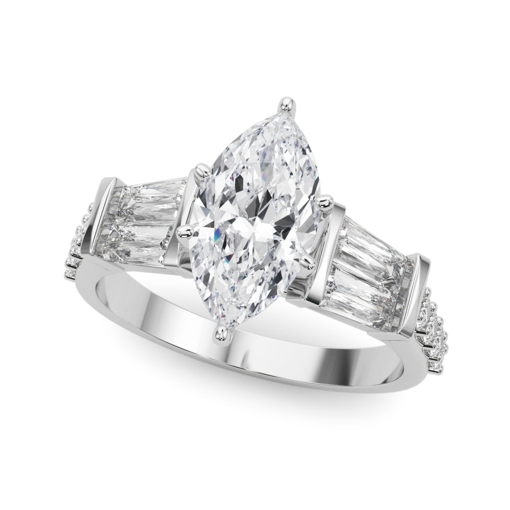 Round & Tapered Baguette Engagement Ring