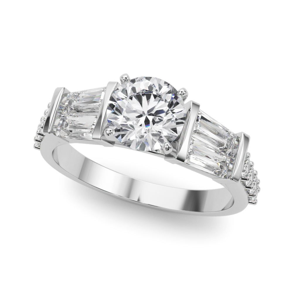Round & Tapered Baguette Engagement Ring