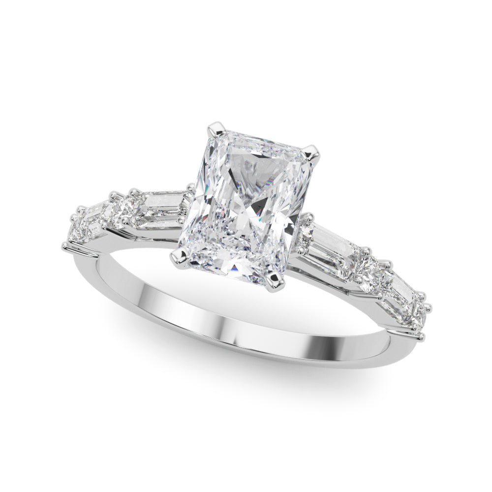 Contemporary Round & Baguette Engagement Ring