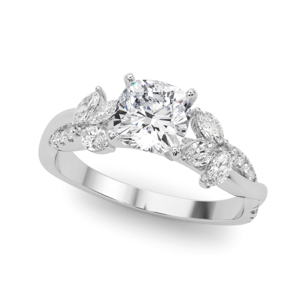 Nature Inspired Twisted Shank Cluster Side Engagement Ring
