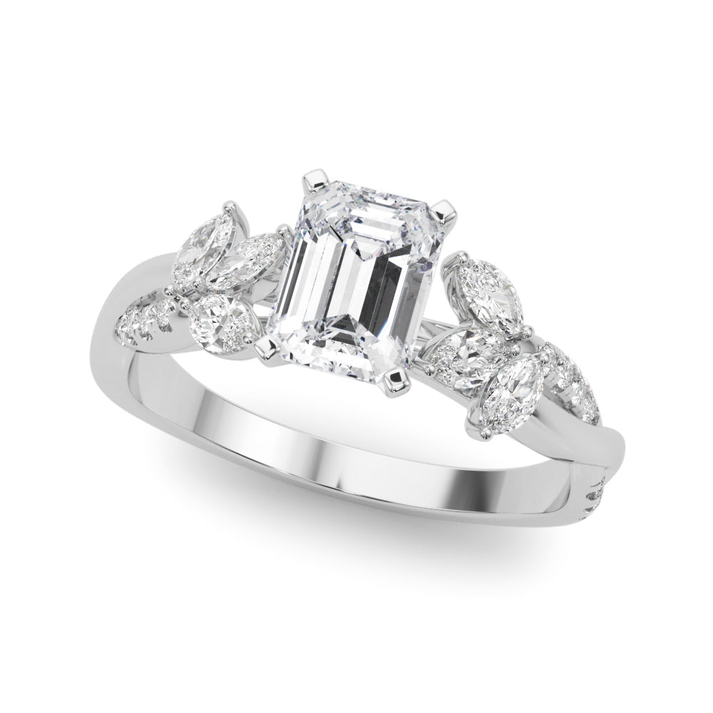 Nature Inspired Twisted Shank Cluster Side Engagement Ring