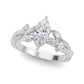 Nature Inspired Twisted Shank Cluster Side Engagement Ring