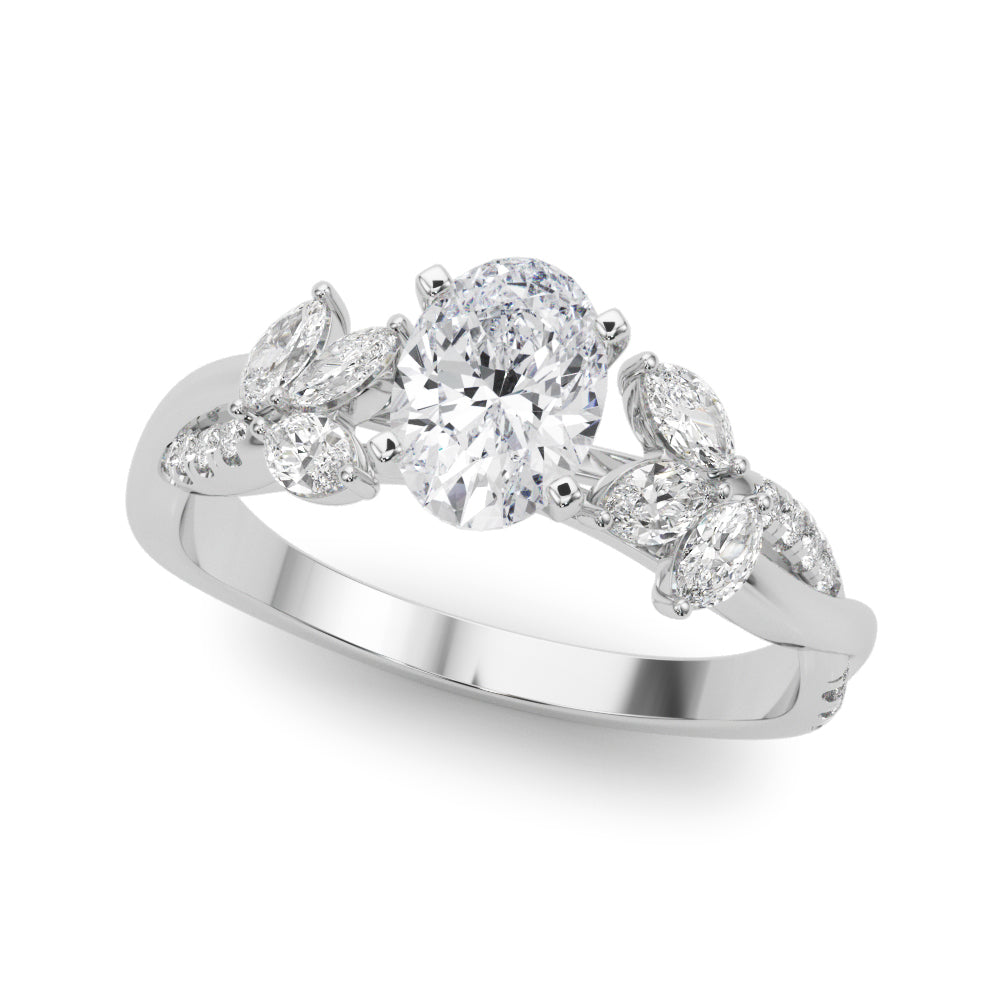 Nature Inspired Twisted Shank Cluster Side Engagement Ring