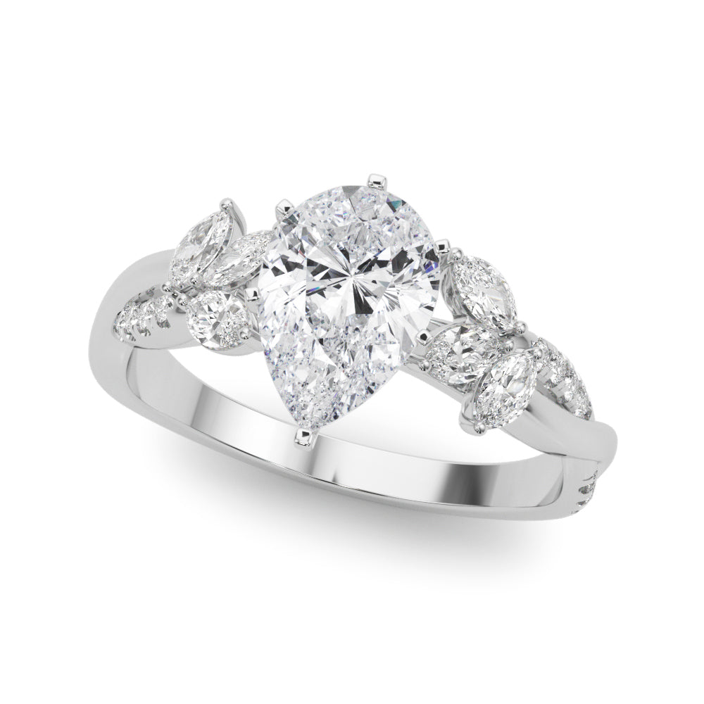 Nature Inspired Twisted Shank Cluster Side Engagement Ring