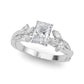 Nature Inspired Twisted Shank Cluster Side Engagement Ring