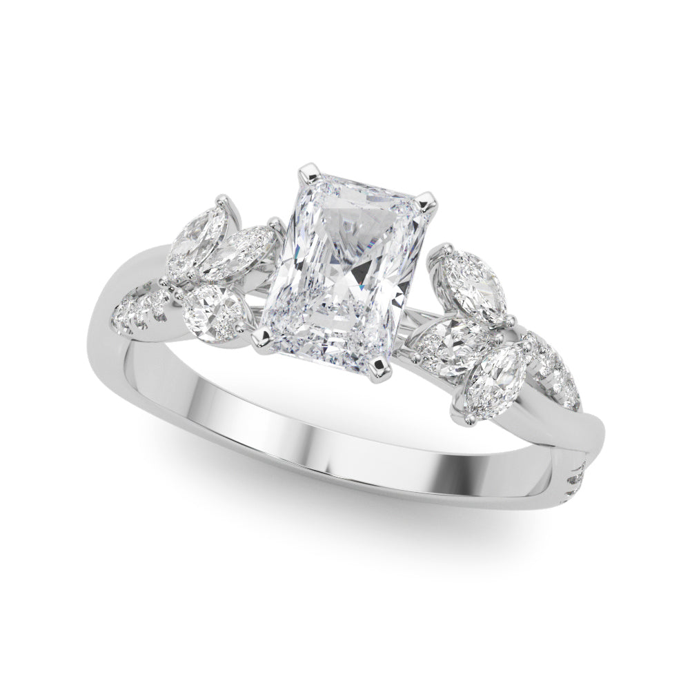 Nature Inspired Twisted Shank Cluster Side Engagement Ring