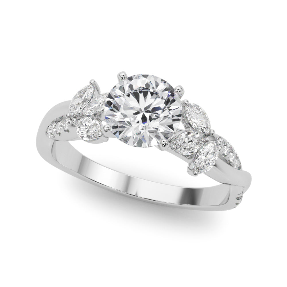 Nature Inspired Twisted Shank Cluster Side Engagement Ring