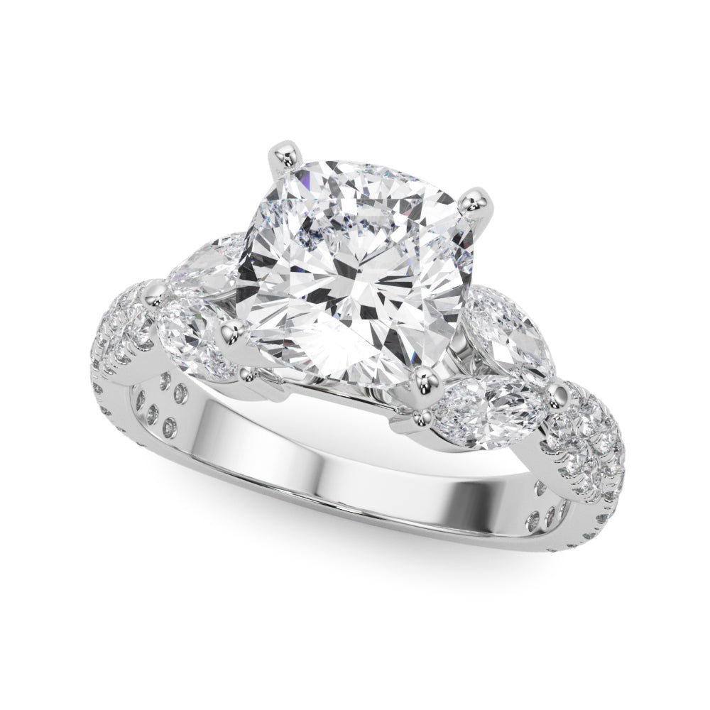 Round & Marquise Twisted Engagement Ring