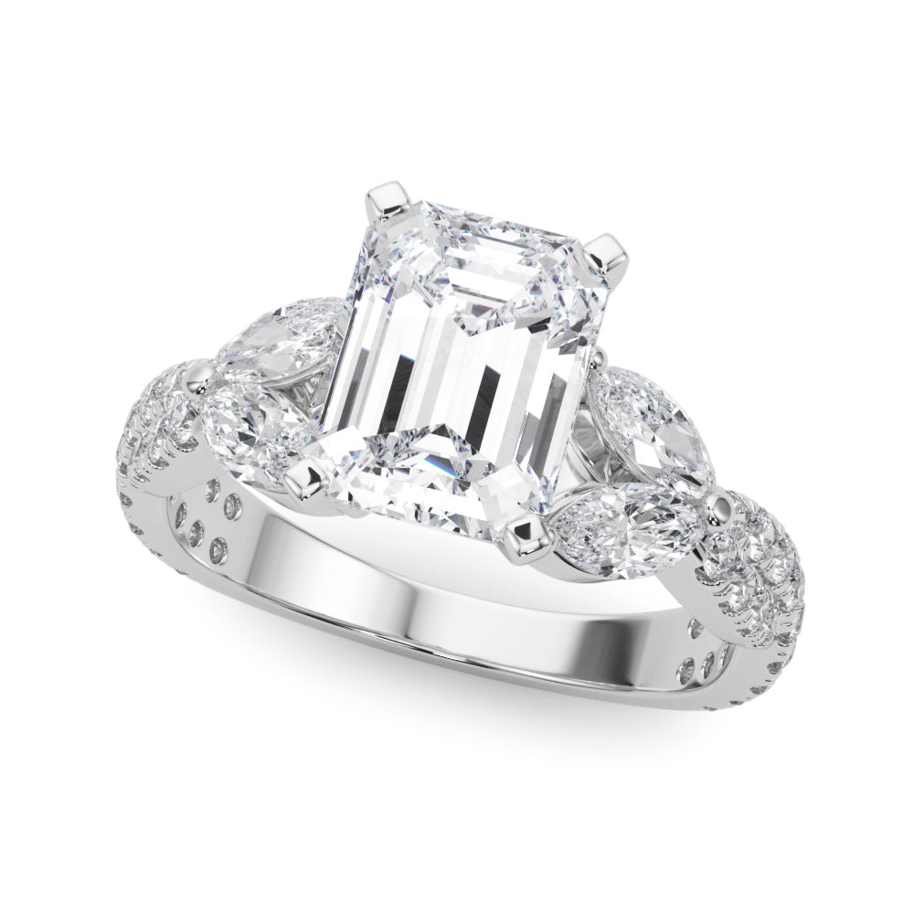 Round & Marquise Twisted Engagement Ring