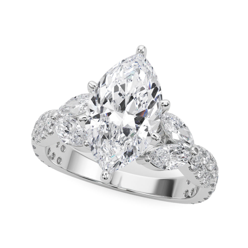 Round & Marquise Twisted Engagement Ring