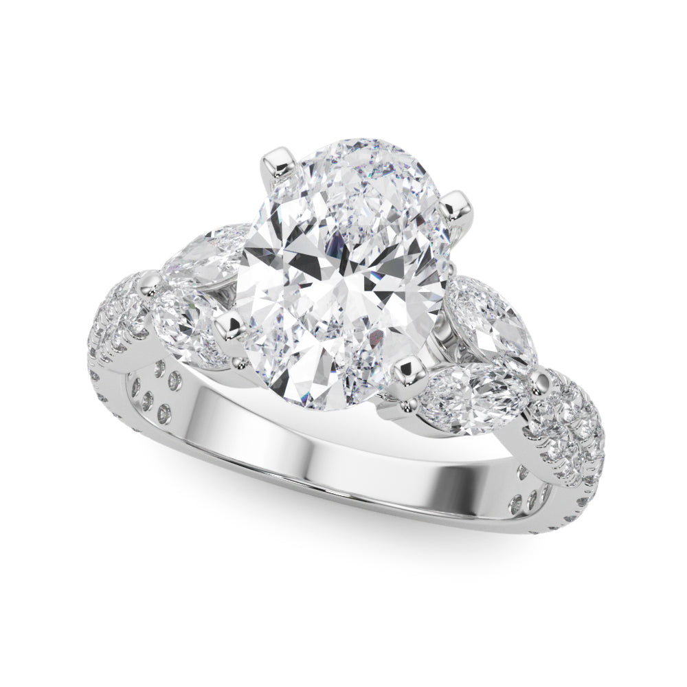 Round & Marquise Twisted Engagement Ring