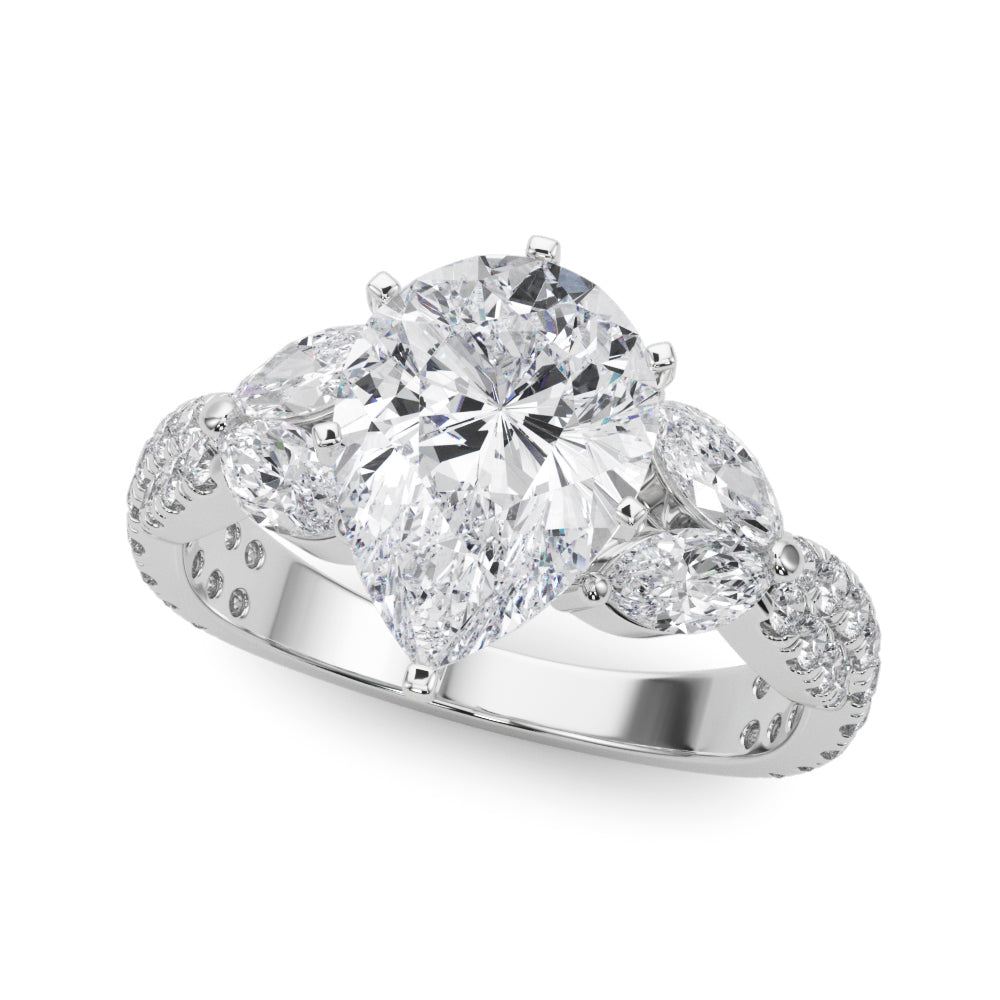 Round & Marquise Twisted Engagement Ring