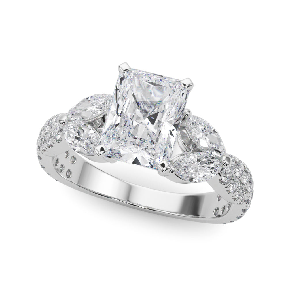 Round & Marquise Twisted Engagement Ring