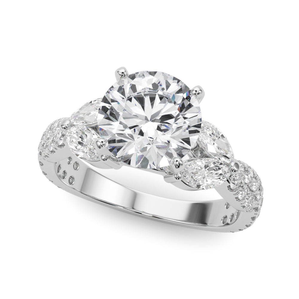 Round & Marquise Twisted Engagement Ring