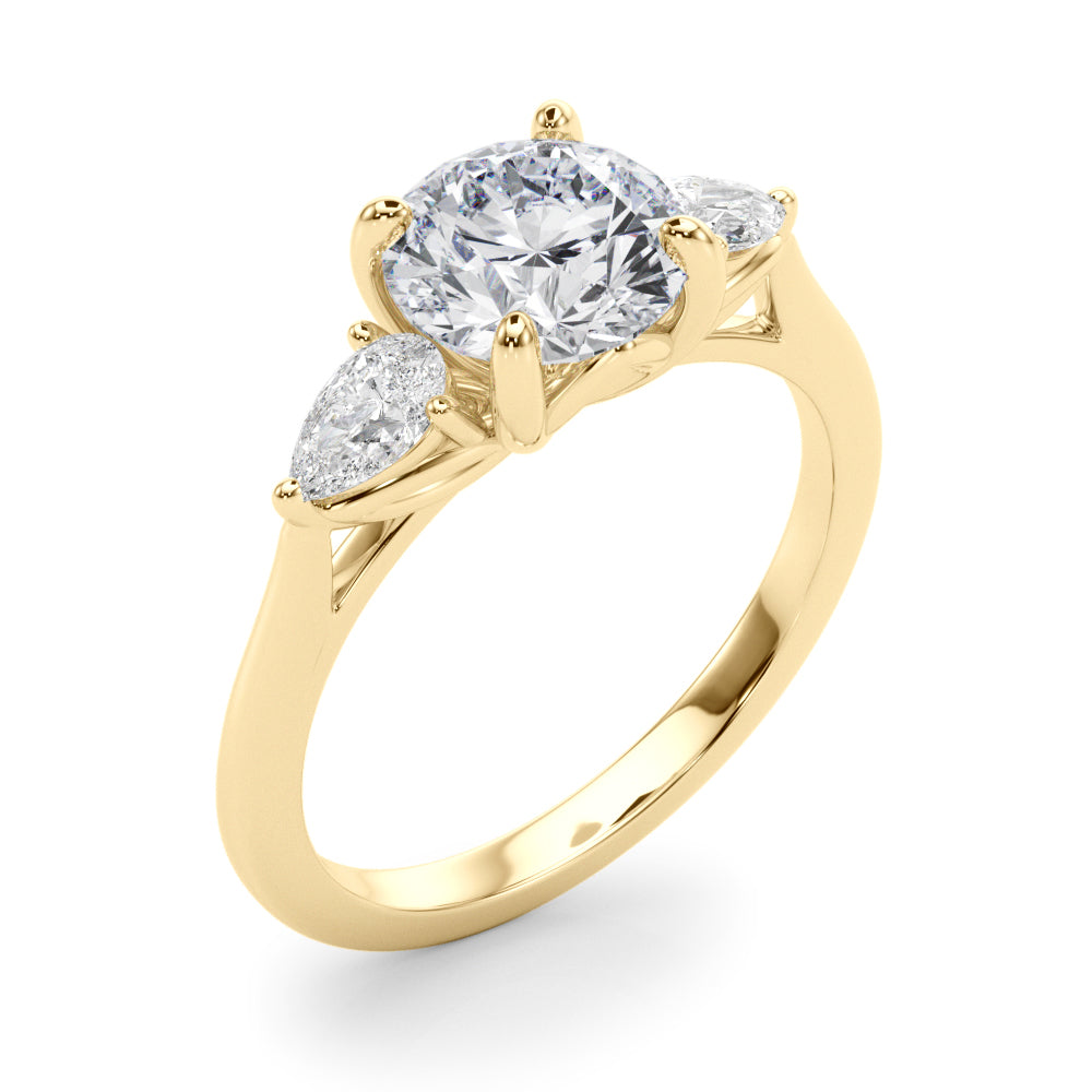 3-Stone Round Engagement Ring w/ Pear Sides