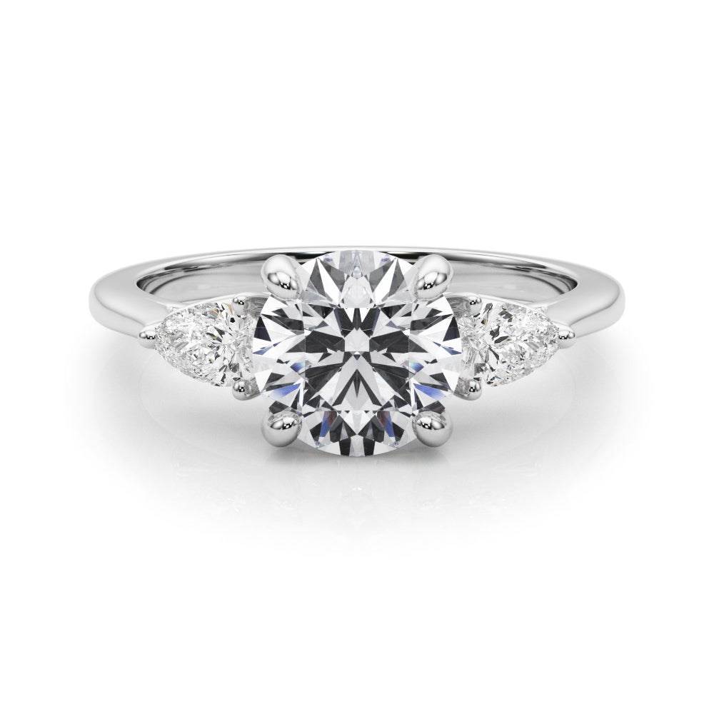3-Stone Round Engagement Ring w/ Pear Sides