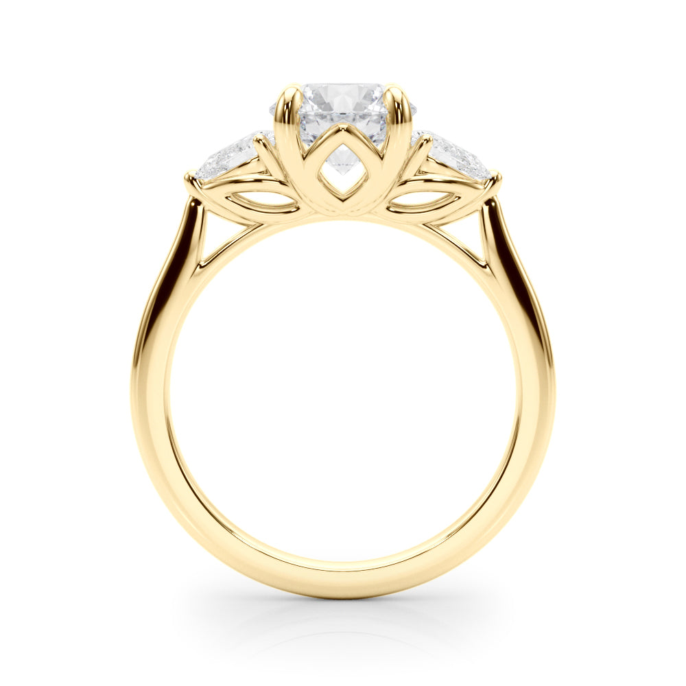 3-Stone Round Engagement Ring w/ Pear Sides