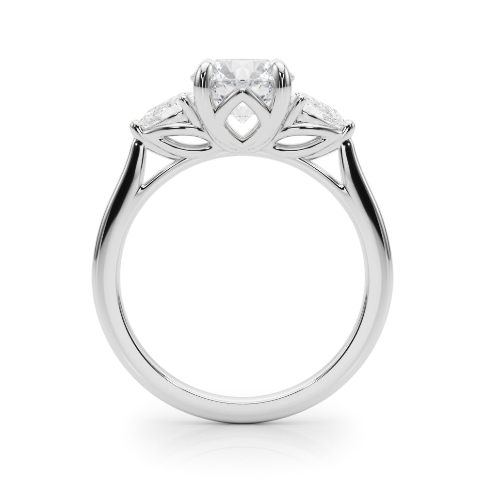 3-Stone Round Engagement Ring w/ Pear Sides