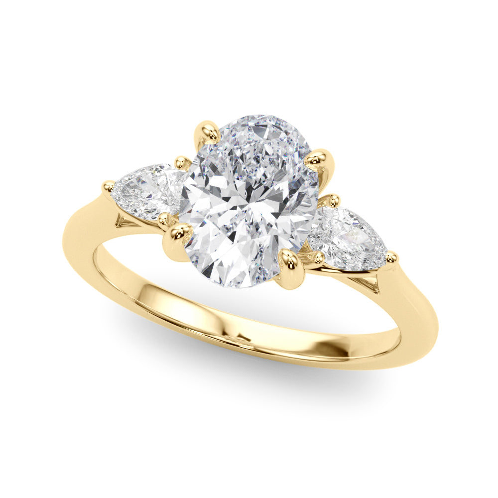 3-Stone Oval Engagement Ring w/ Pear Sides