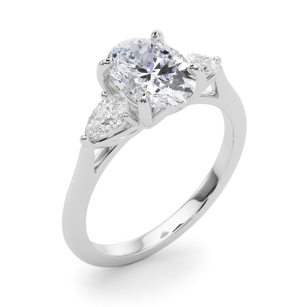 3-Stone Oval Engagement Ring w/ Pear Sides