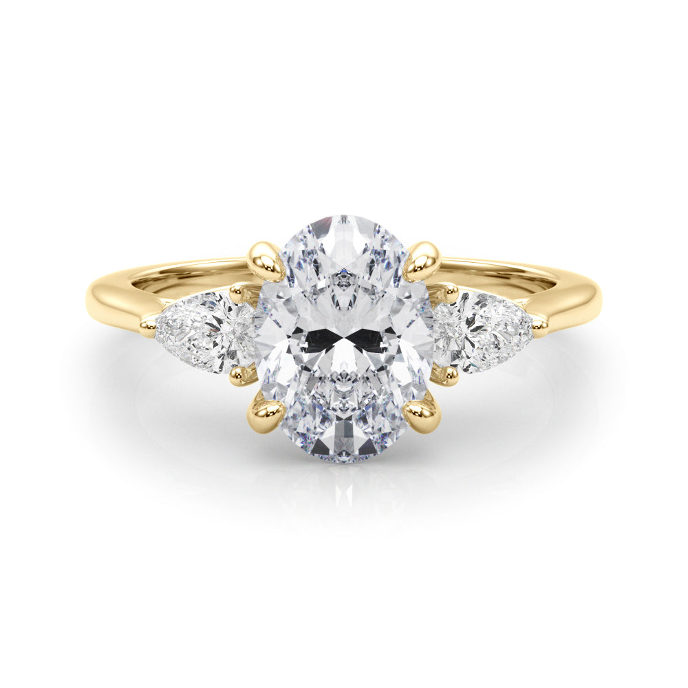 3-Stone Oval Engagement Ring w/ Pear Sides