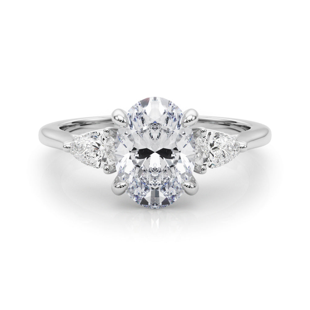 3-Stone Oval Engagement Ring w/ Pear Sides