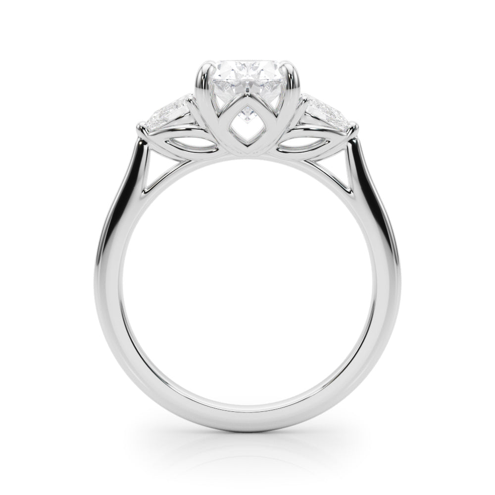 3-Stone Oval Engagement Ring w/ Pear Sides