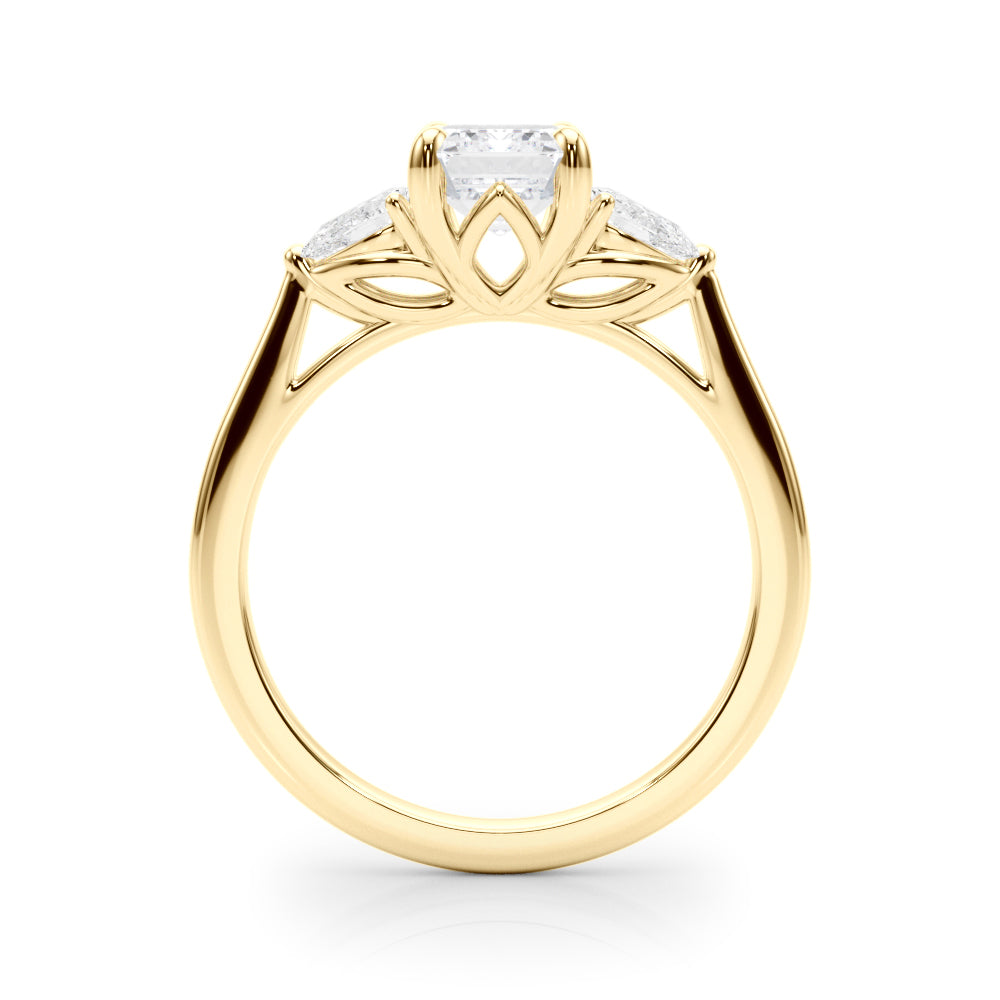 3-Stone Emerald Engagement Ring w/ Pear Sides