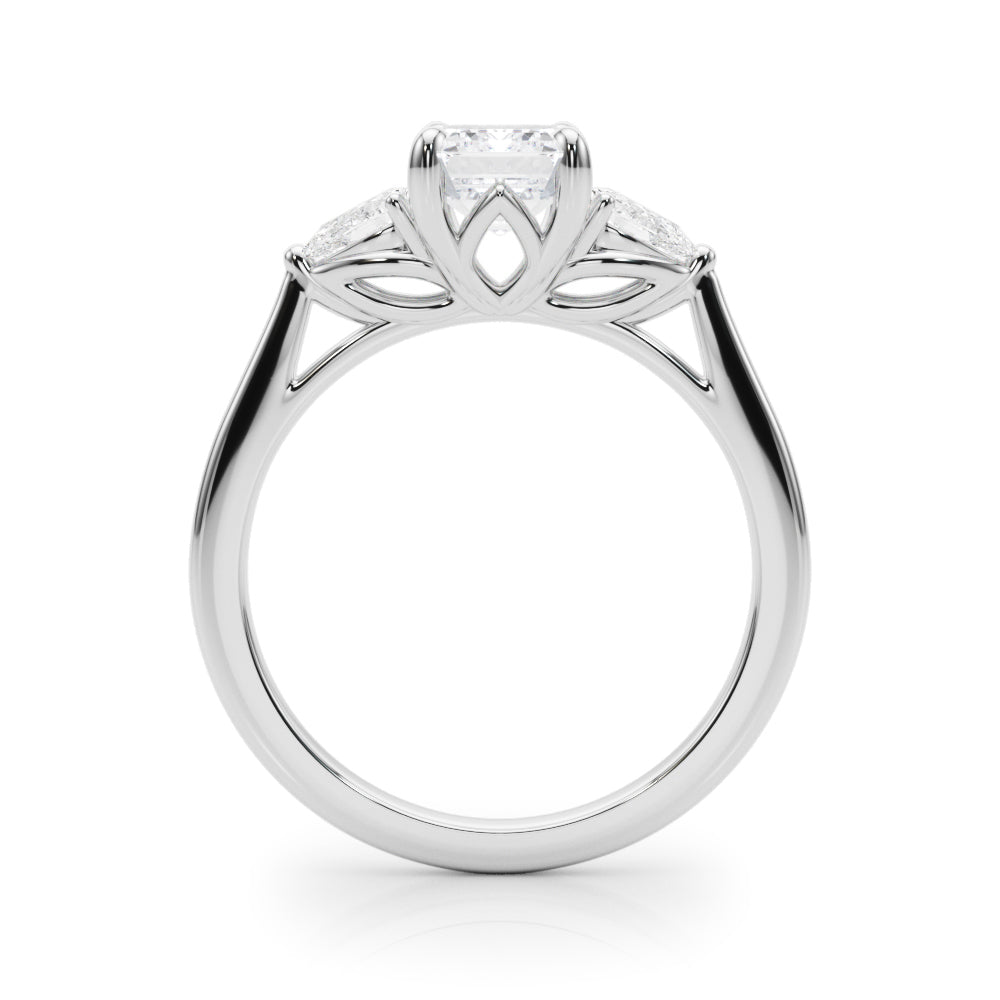3-Stone Emerald Engagement Ring w/ Pear Sides