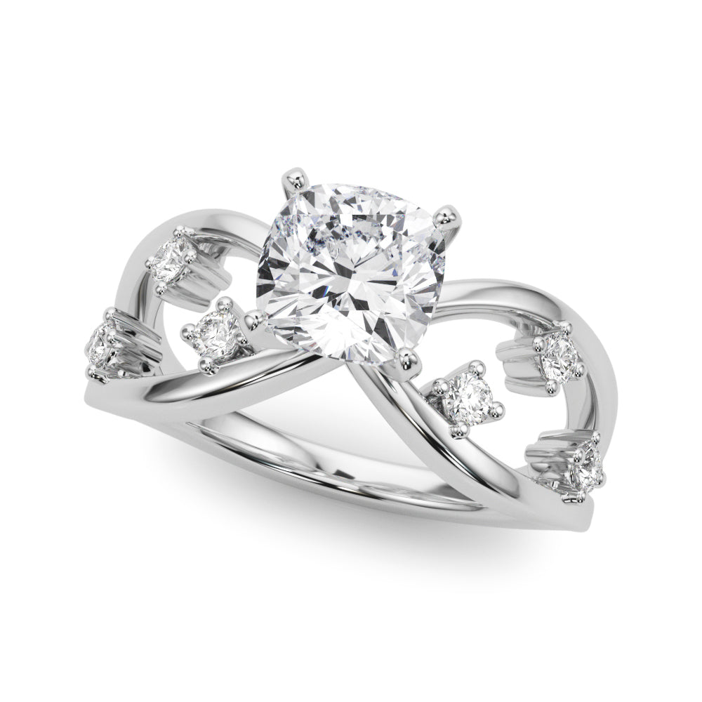 Split Shank Scattered Diamond Engagement Ring