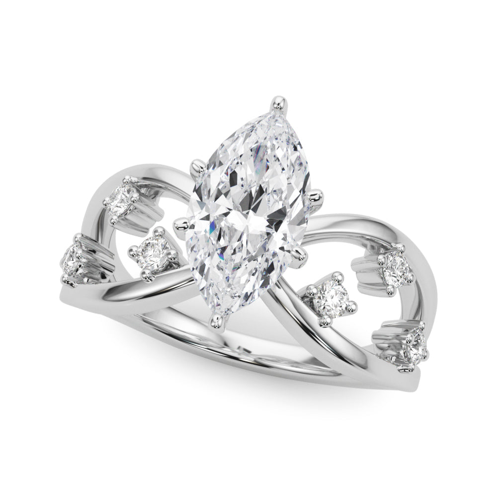 Split Shank Scattered Diamond Engagement Ring
