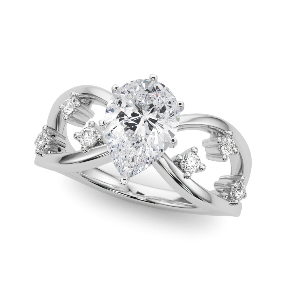 Split Shank Scattered Diamond Engagement Ring