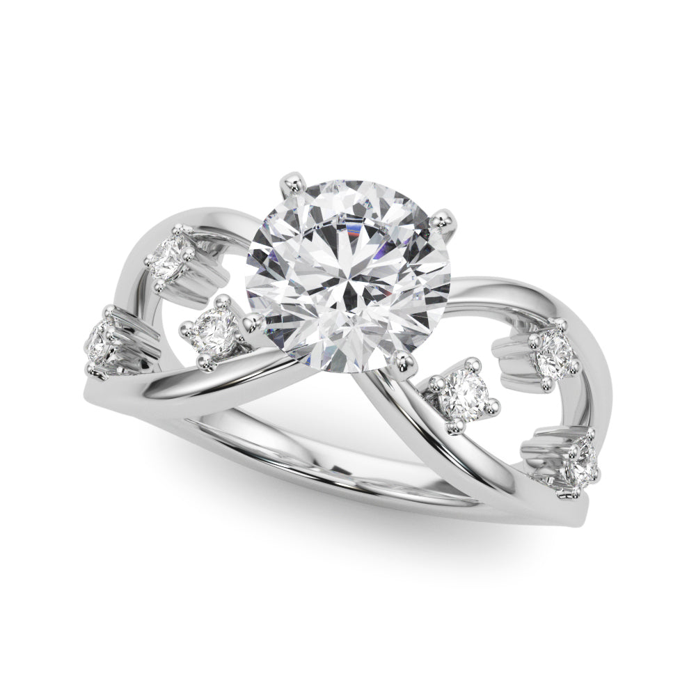 Split Shank Scattered Diamond Engagement Ring