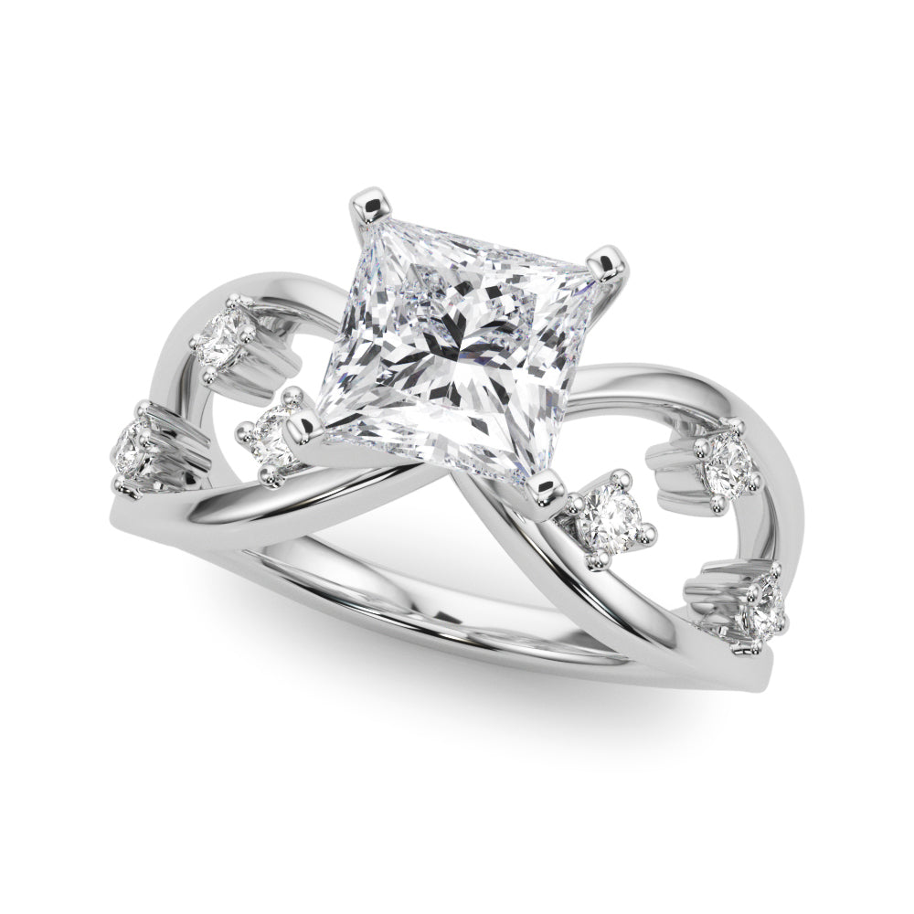 Split Shank Scattered Diamond Engagement Ring