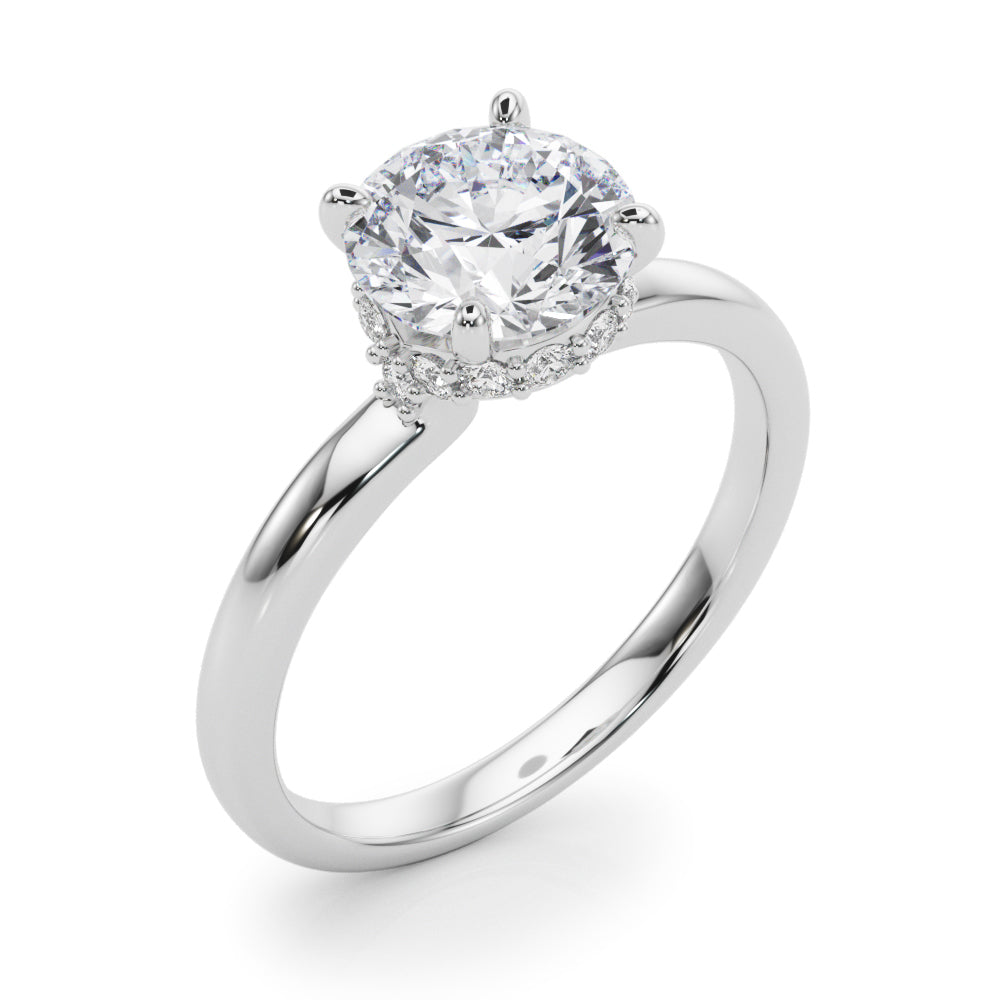 Round Hidden Halo Engagement Ring