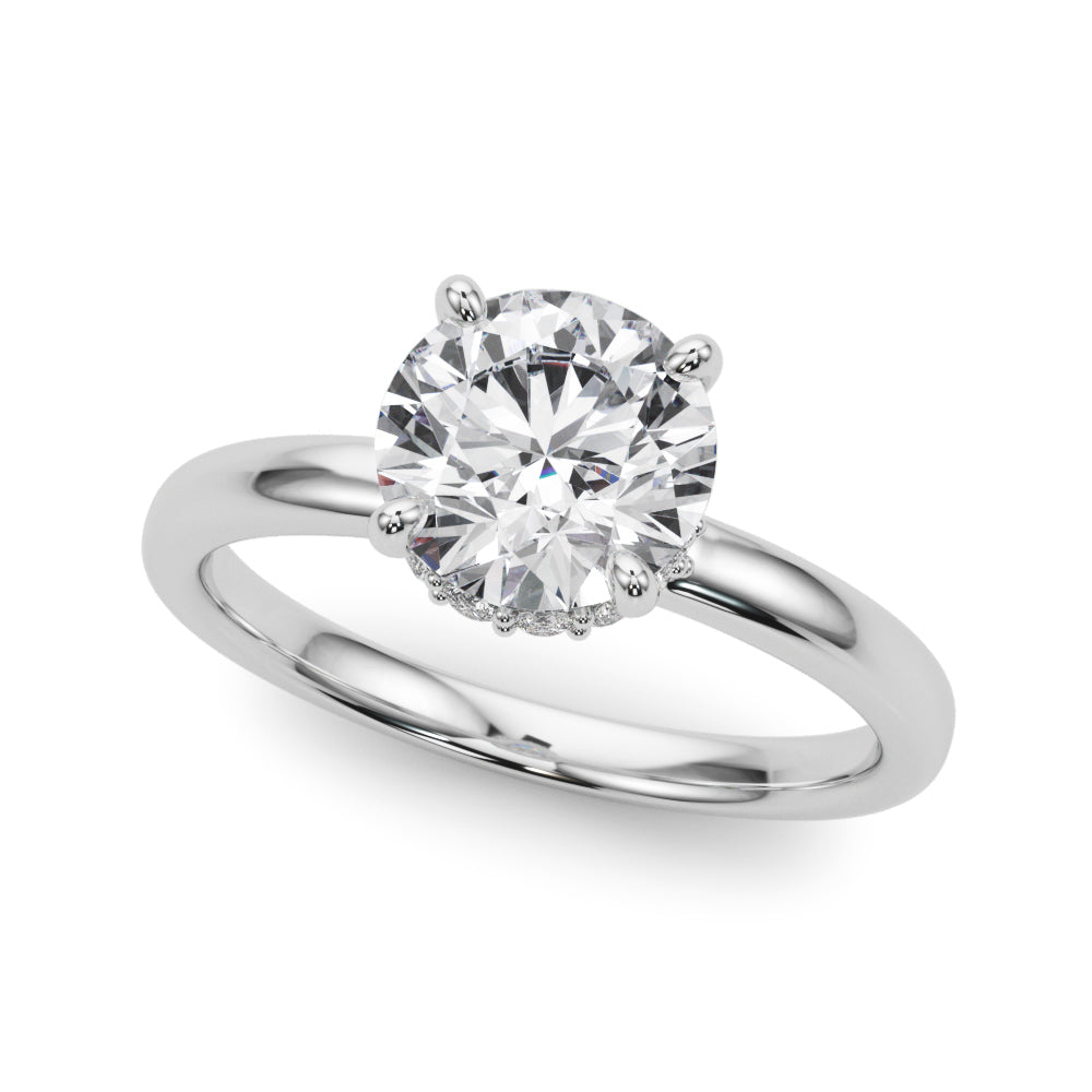 Round Hidden Halo Engagement Ring