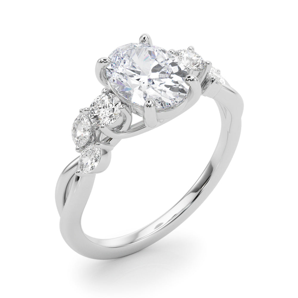 Scattered Oval Engagement Ring