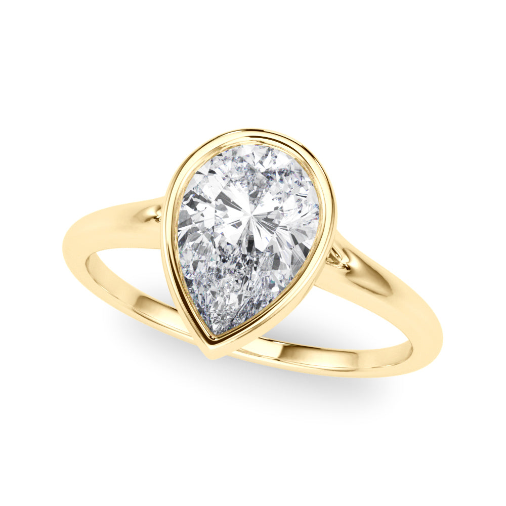 Bezel Set Pear Solitaire Engagement Ring