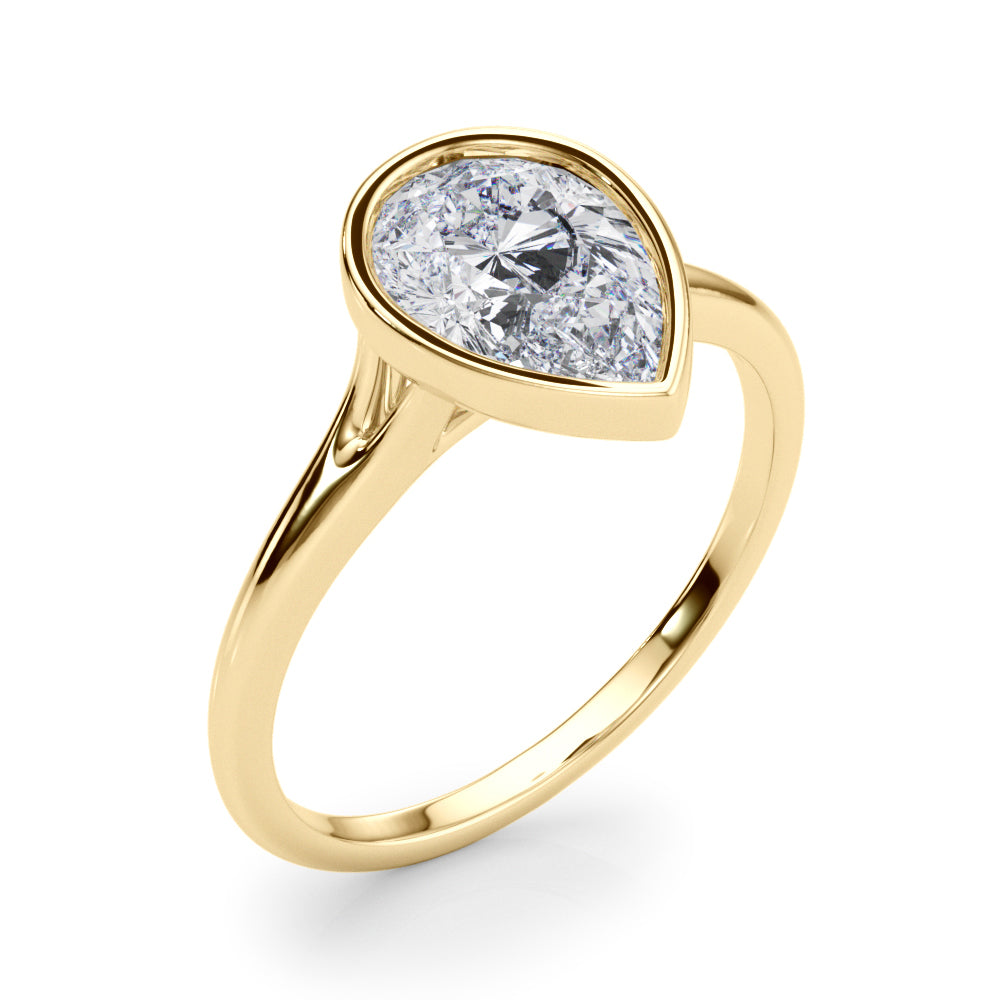 Bezel Set Pear Solitaire Engagement Ring