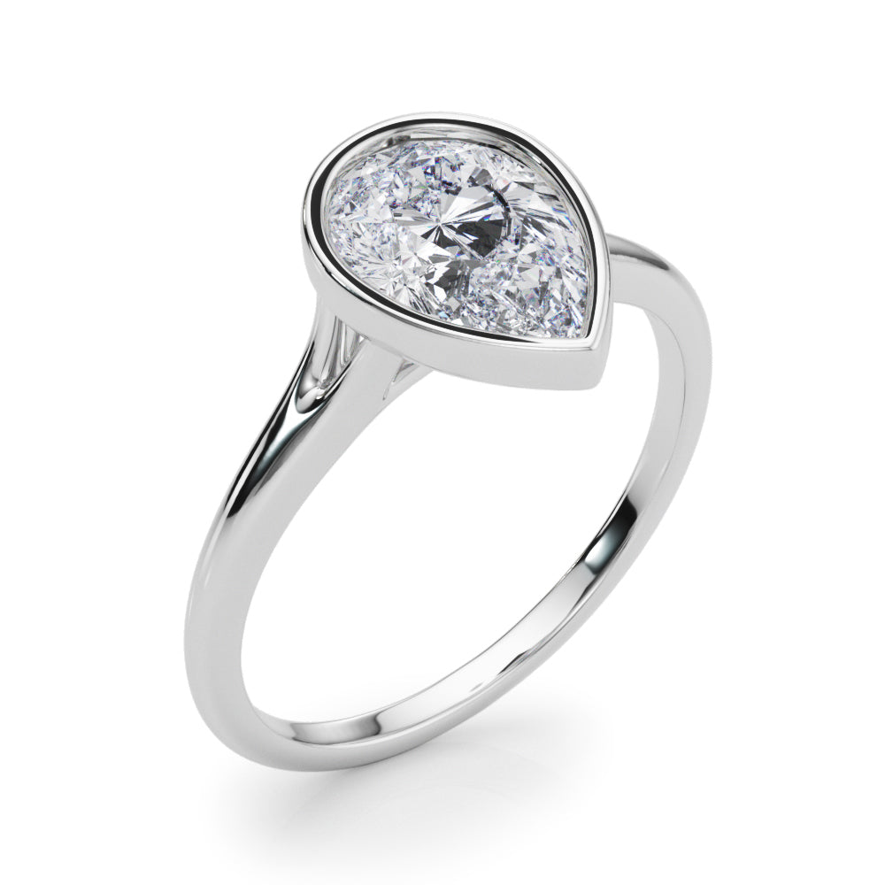 Bezel Set Pear Solitaire Engagement Ring