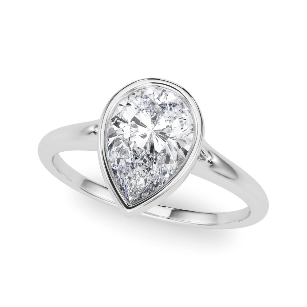 Bezel Set Pear Solitaire Engagement Ring