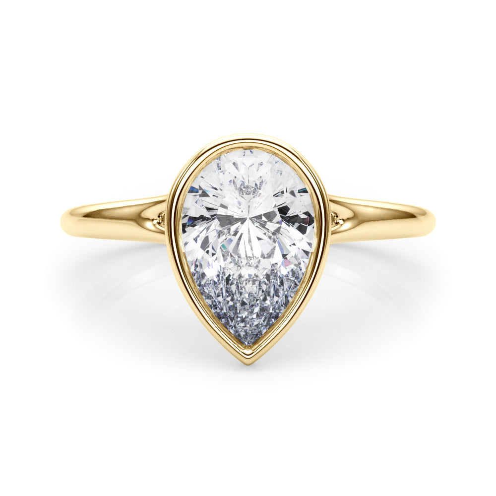Bezel Set Pear Solitaire Engagement Ring