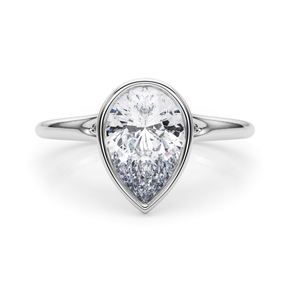 Bezel Set Pear Solitaire Engagement Ring