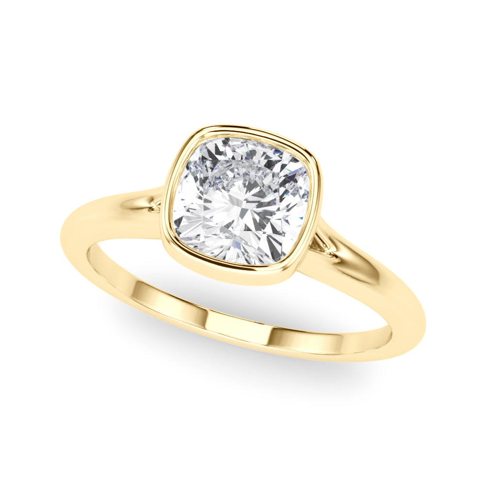 Bezel Set Cushion Solitaire Engagement Ring