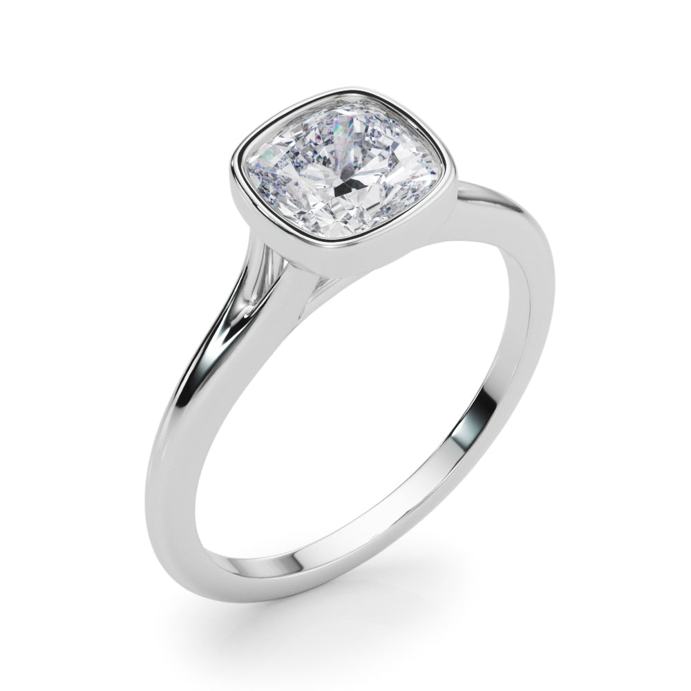 Bezel Set Cushion Solitaire Engagement Ring