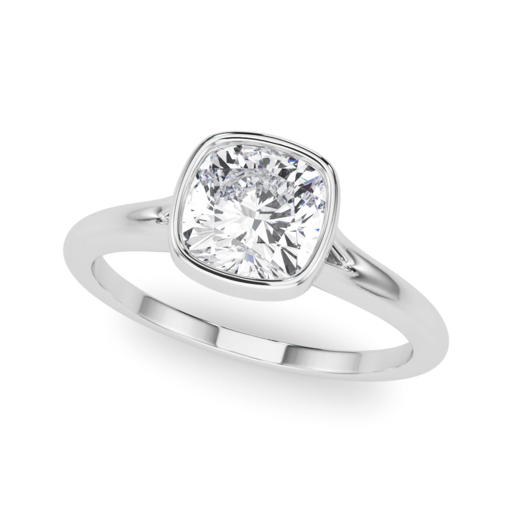 Bezel Set Cushion Solitaire Engagement Ring