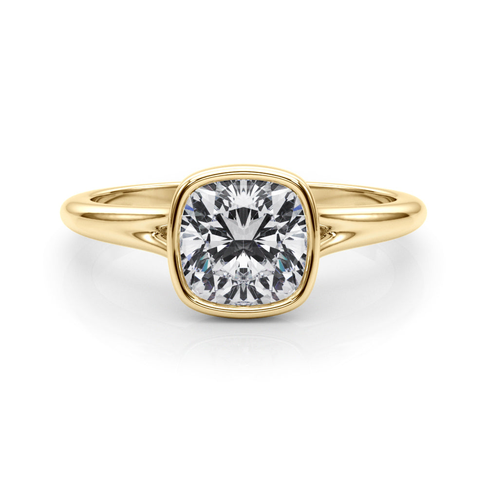 Bezel Set Cushion Solitaire Engagement Ring